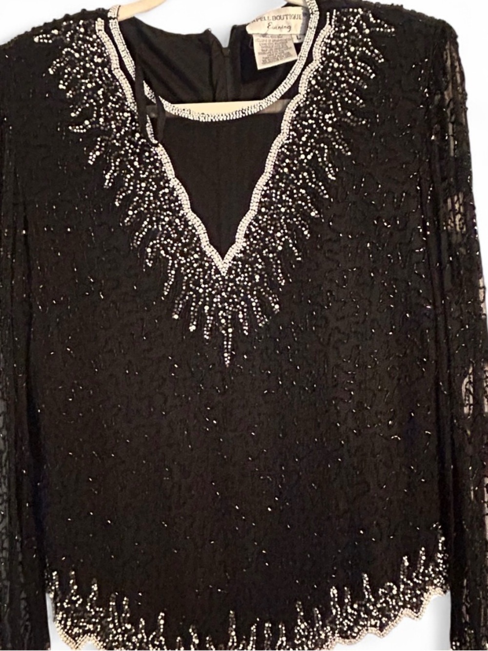 Black Evening beaded sheer shirt